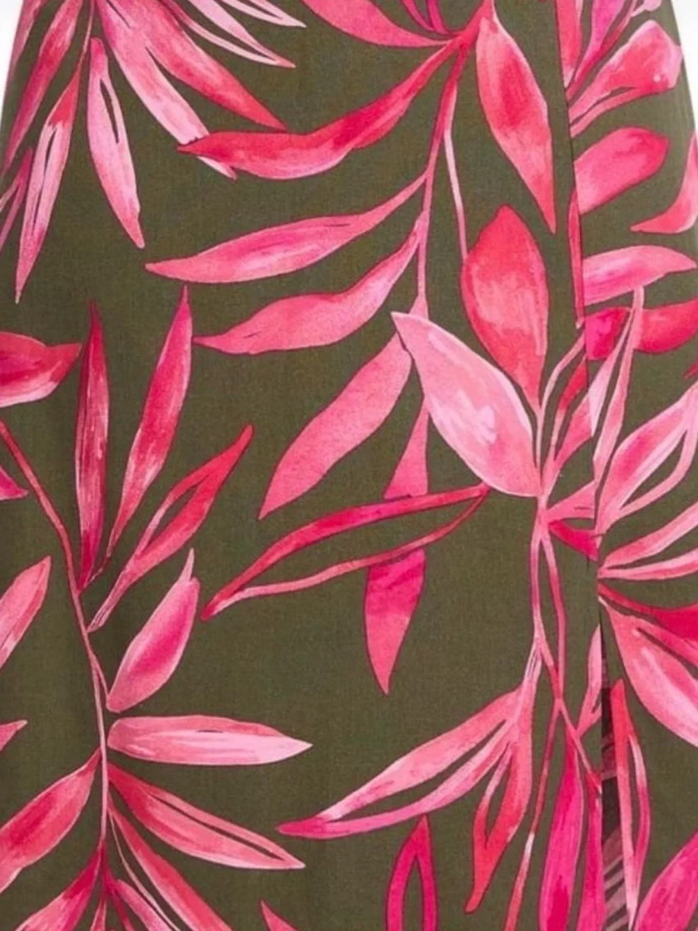 NEW Linen-Blend Pink & Olive Green Tropical Print  Skirt  - Time and Tru 22